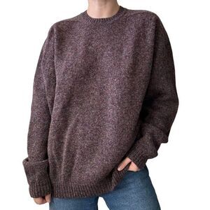Antartex Unisex 100% Pure New Wool Burgundy Chunky Crewneck Sweater Sz L